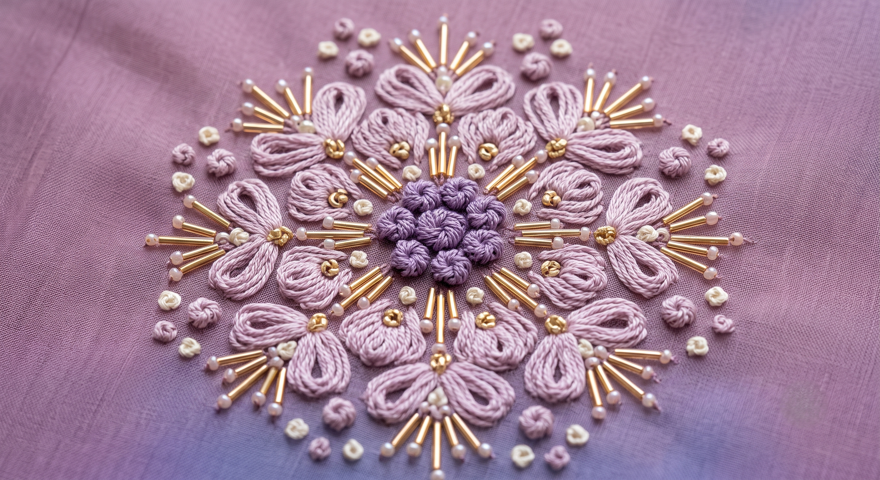 Purple Hand Embroidery Chanderi Suit with Dupatta - Set of 3