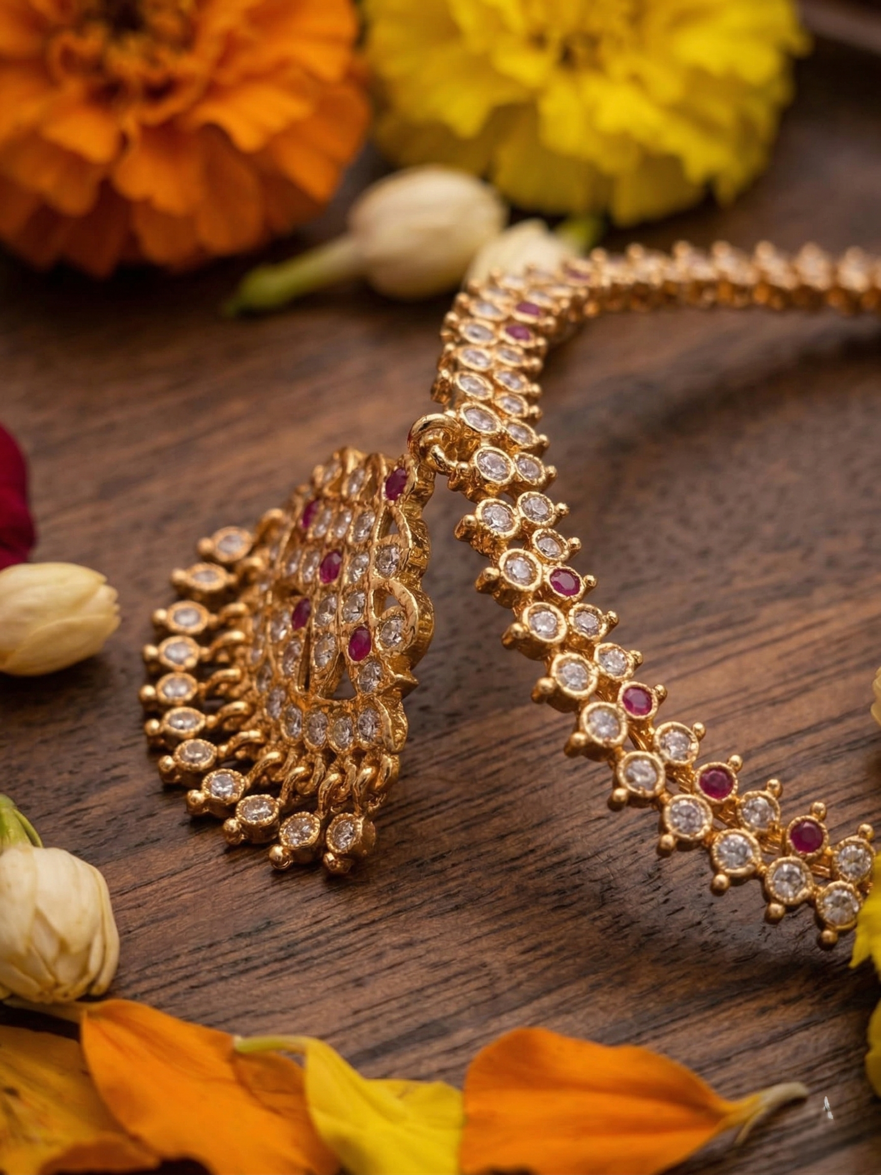 Vintage style panchaloham double line attigai neck choker