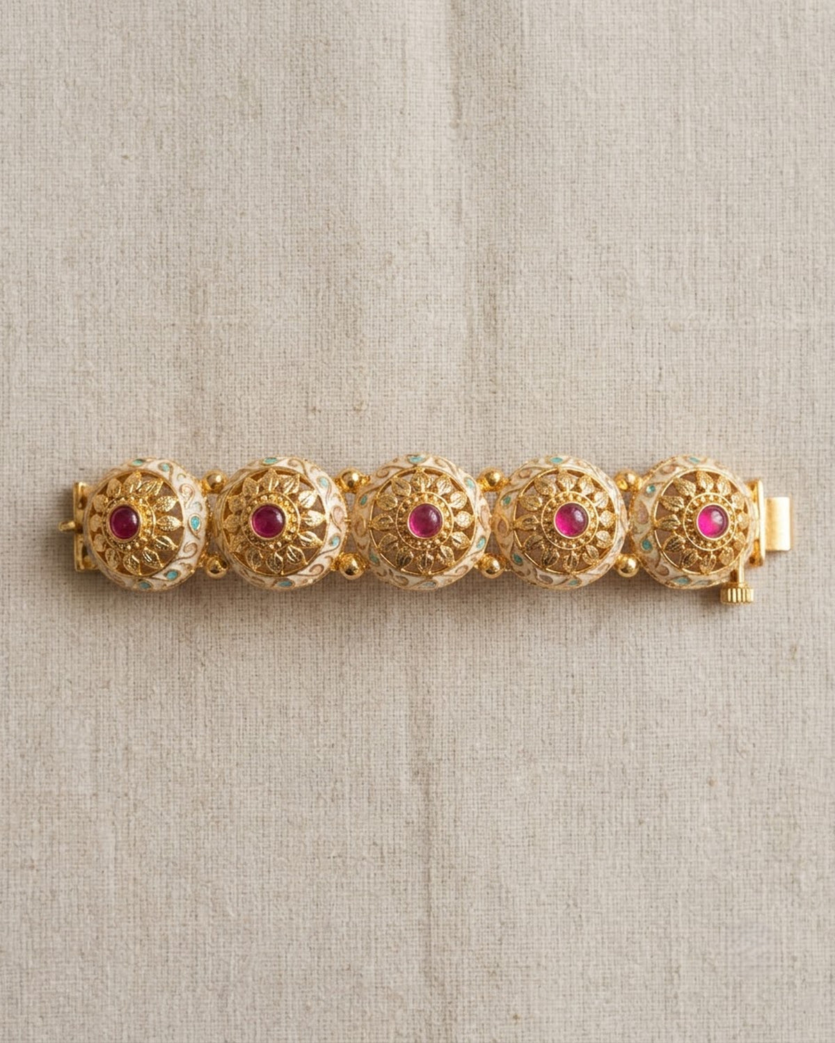 Gold-Plated Meenakari Kada with Stones – Artificial Antique Bangle