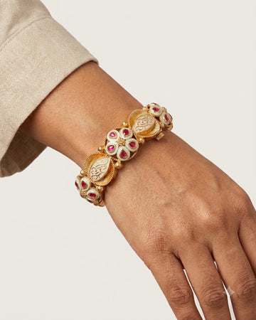 Gold-Toned Meenakari Floral Kada – Artificial Antique Bangle