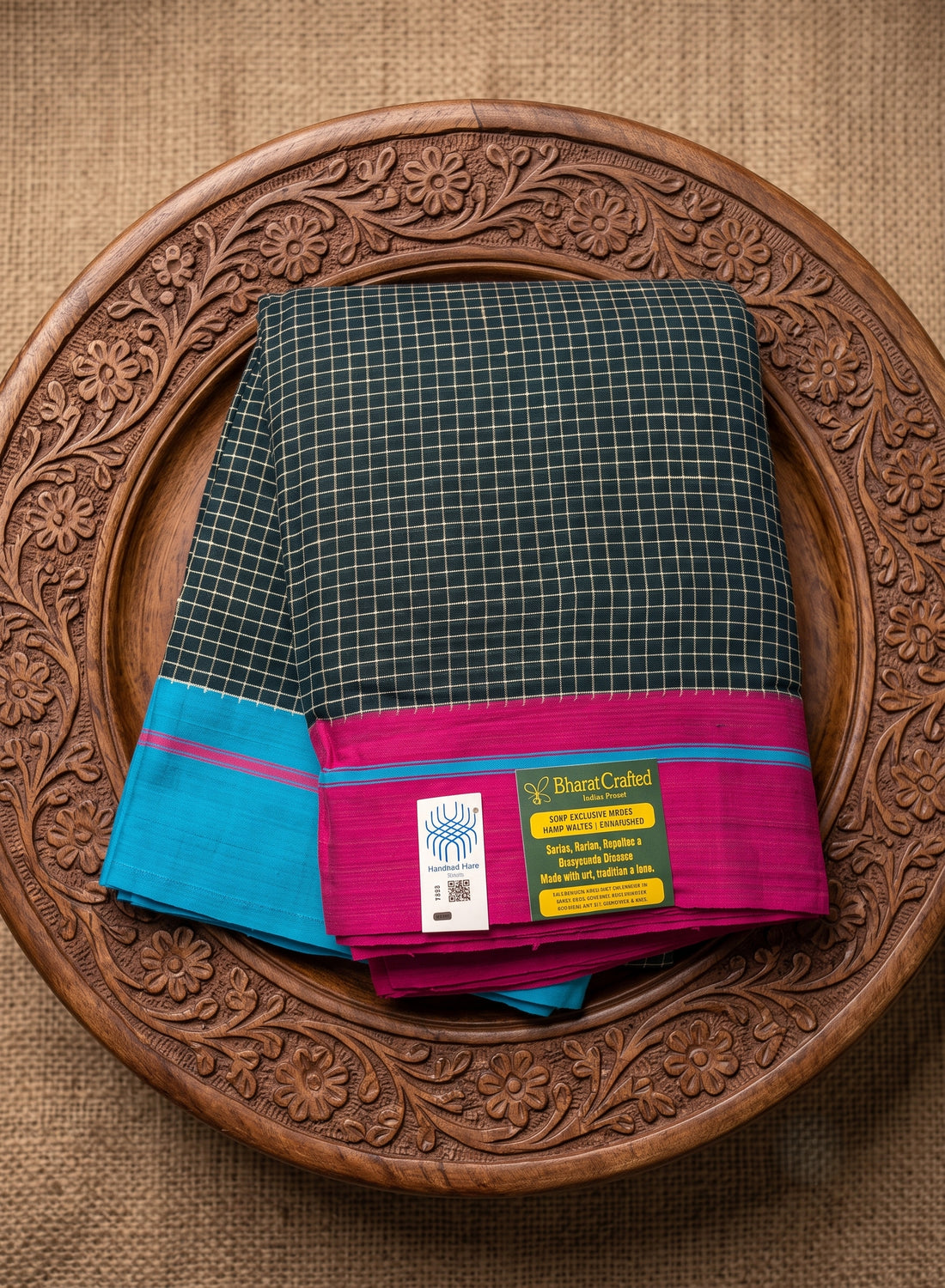 Green Patteda Anchu Handloom Cotton ganga jamuna border Saree – Pink and Blue borders