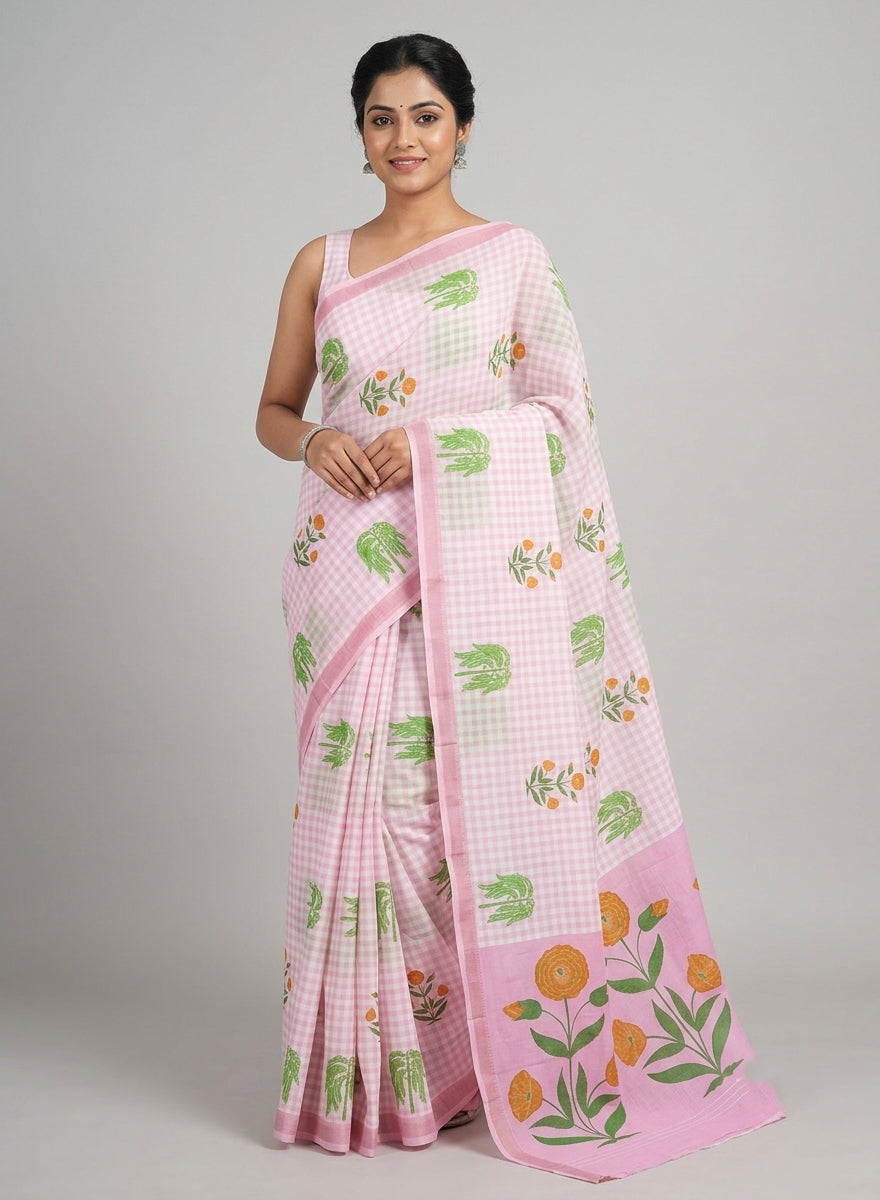 Gulabi Chirala Floral Printed Soft Cotton Saree