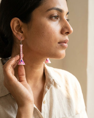 Gulabi Hand-Painted Cone Drop Earrings
