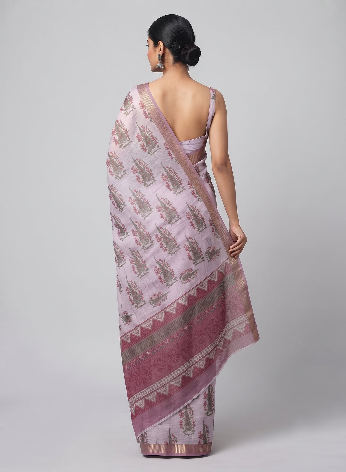 Gulmohar Chirala Botanical Printed Soft Cotton Saree