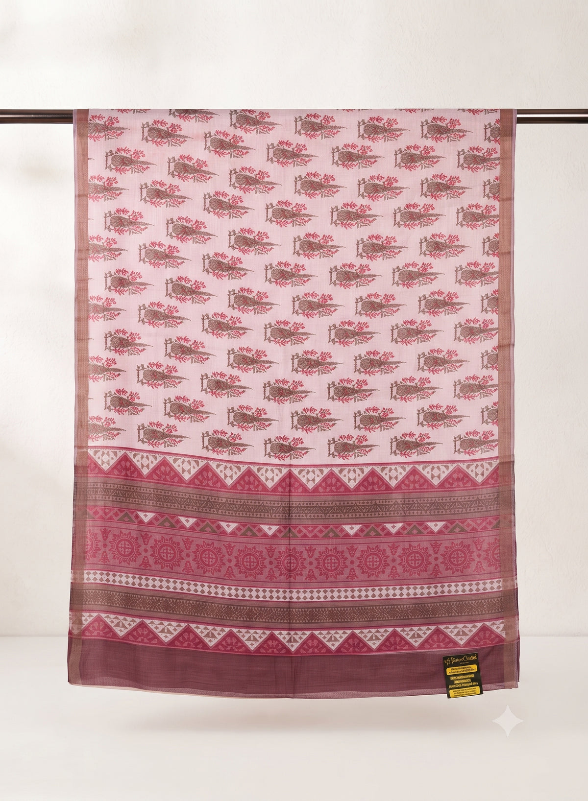 Gulmohar Chirala Botanical Printed Soft Cotton Saree