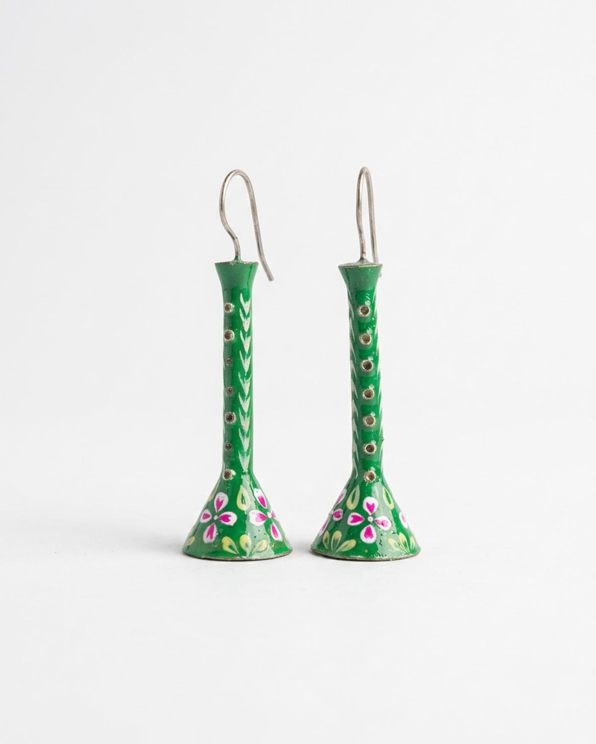 Hariyal Hand-Painted Cone Drop Earrings