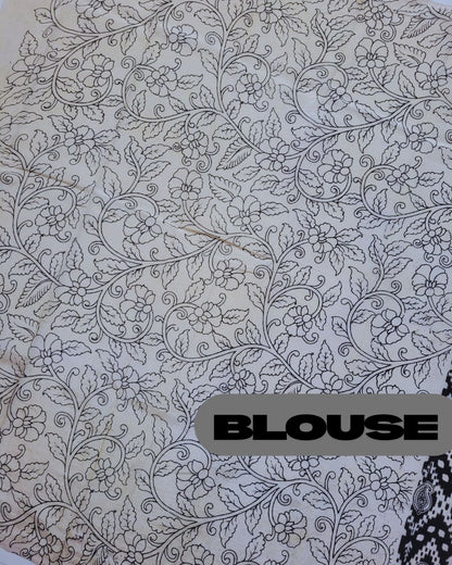 Kalamkari Cotton Silk Black Geometric Screen Printed Saree - Black