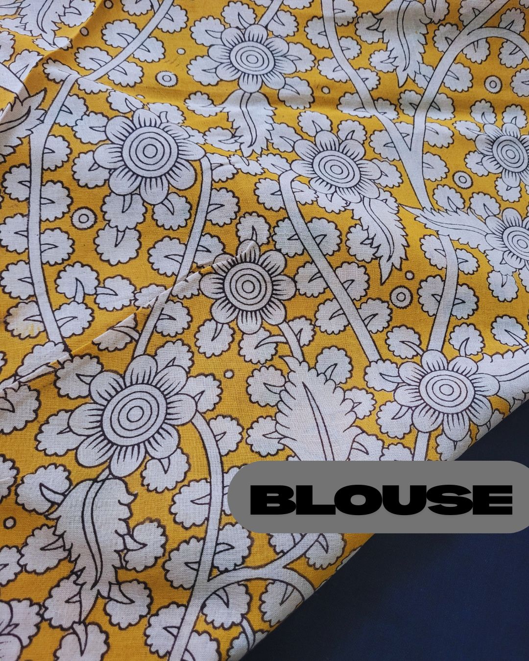 Kalamkari Double Dyed Pure MulMul Cotton Saree with 9-Inch Printed Border - Black Elephant Border