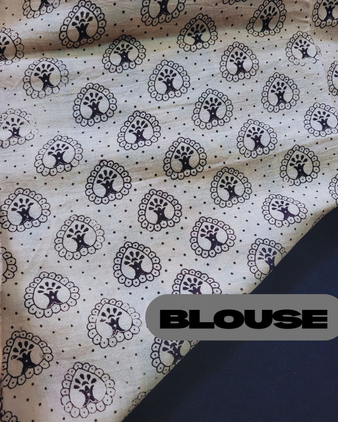 Kalamkari Double Dyed Pure MulMul Cotton Saree with 9-Inch Printed Border - Black Katha Border