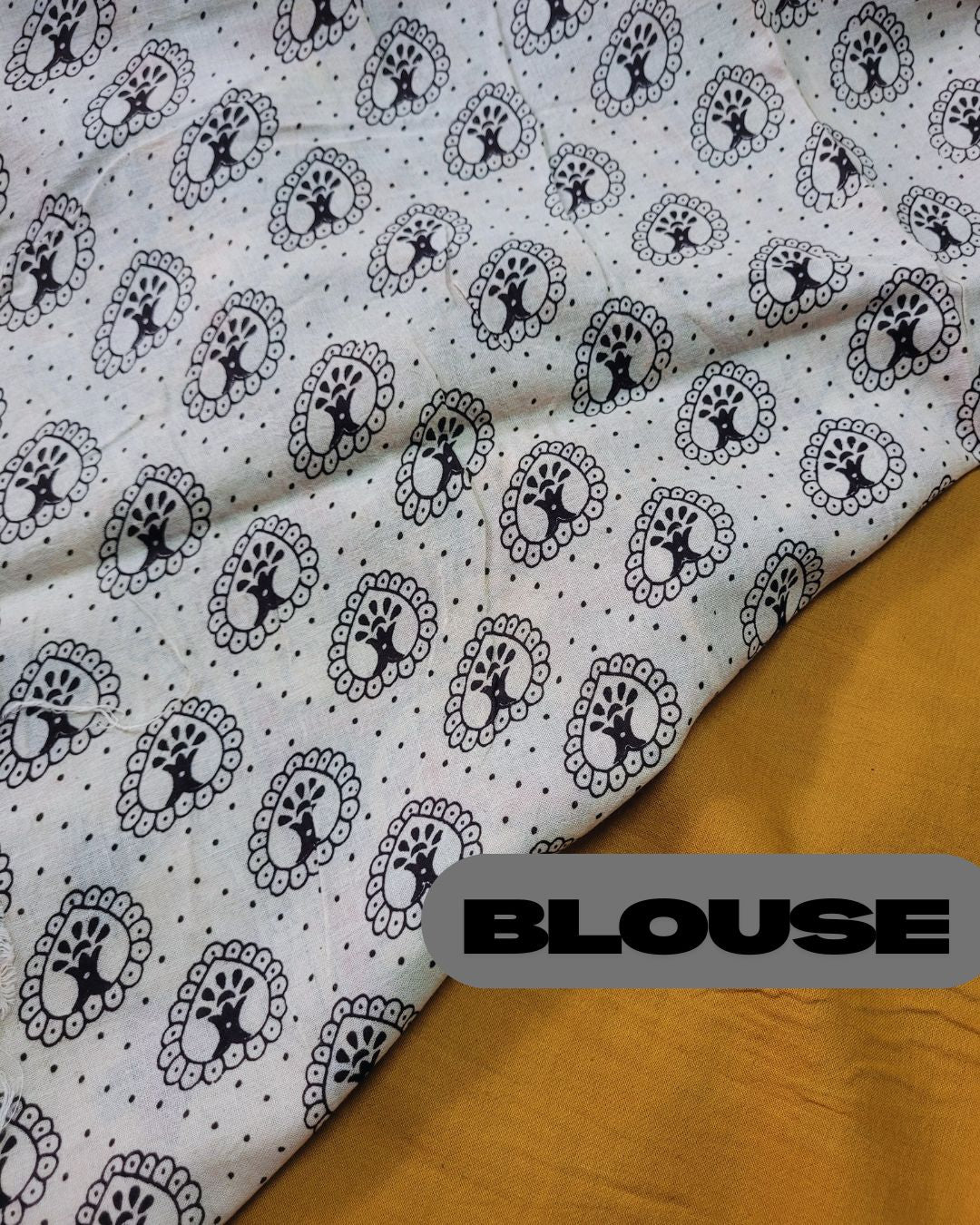 Kalamkari Double Dyed Pure MulMul Cotton Saree with 9-Inch Printed Border - Mustard