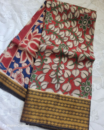 Kalamkari Chennur silk Rudraksh Kanchi border saree