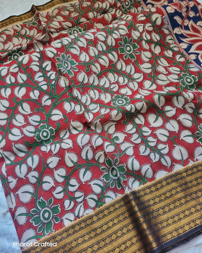 Kalamkari Chennur silk Rudraksh Kanchi border saree