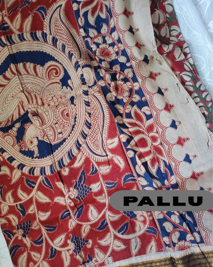 Kalamkari Chennur silk Rudraksh Kanchi border saree