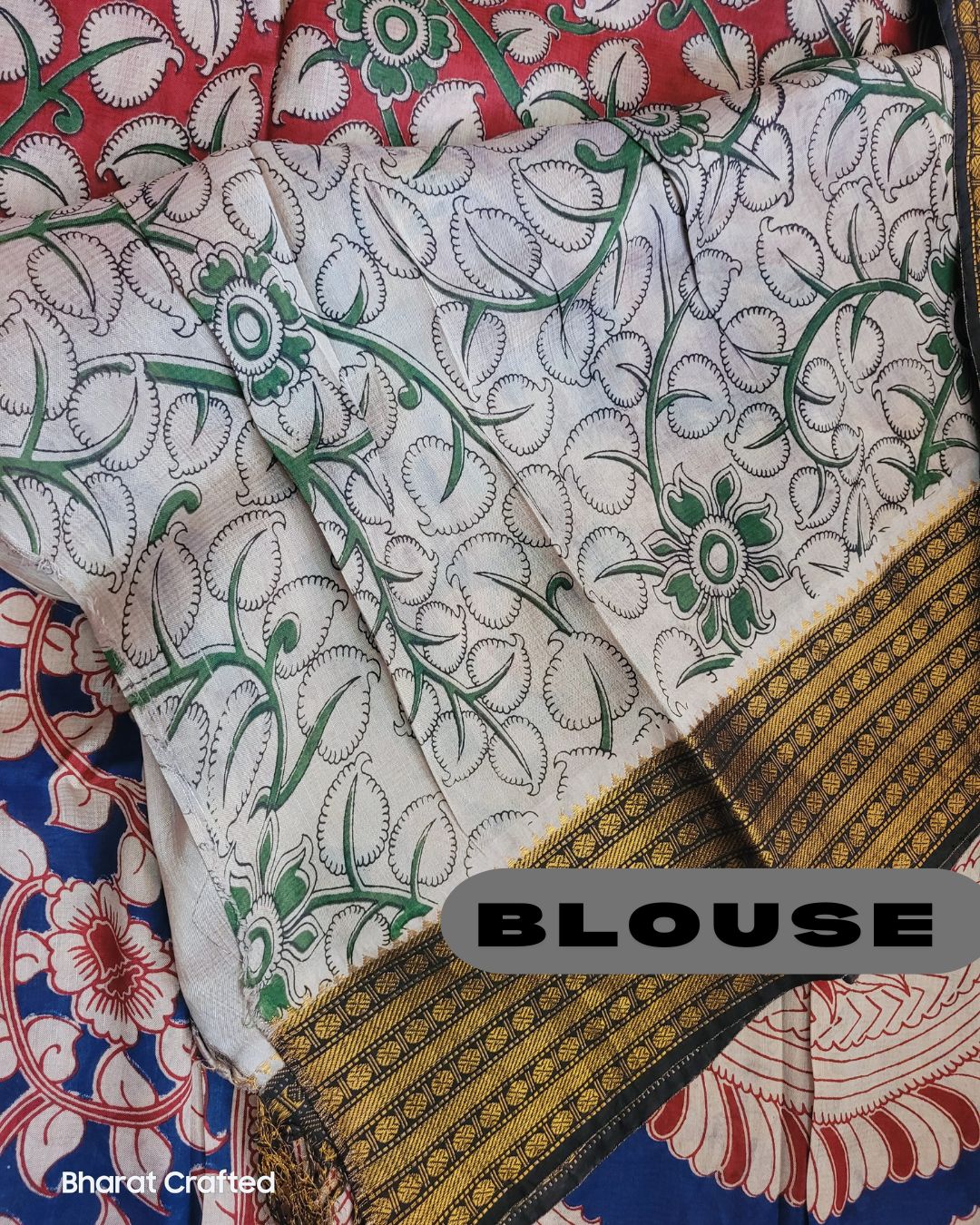 Kalamkari Chennur silk Rudraksh Kanchi border saree