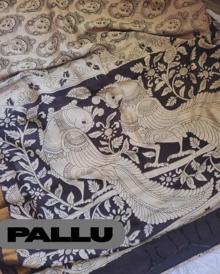 Kalamkari Nizam Border Face Printed Saree - Vadanam
