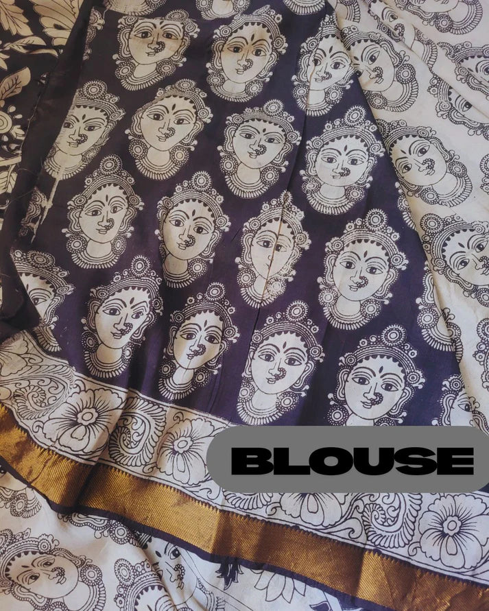 Kalamkari Nizam Border Face Printed Saree - Vadanam