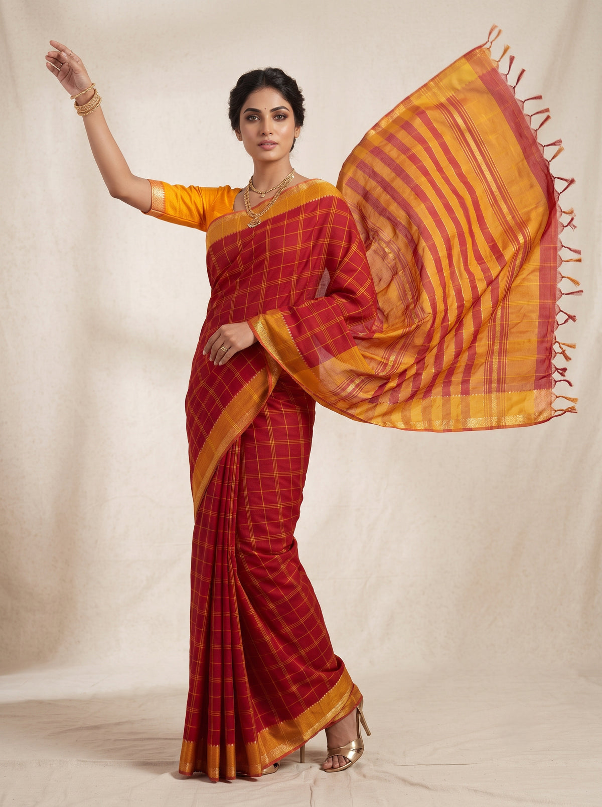 Kumkum Haldi Cotton Handloom Saree