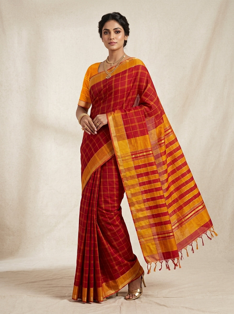 Kumkum Haldi Cotton Handloom Saree