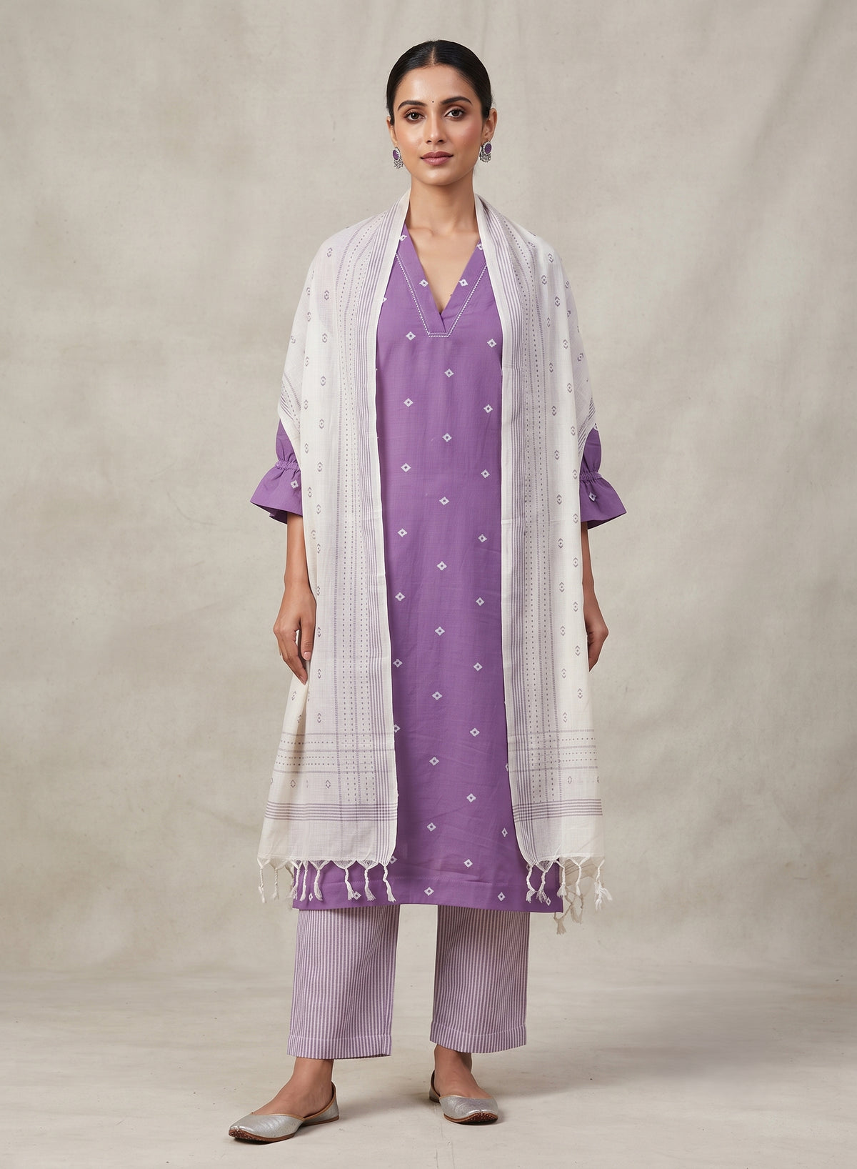 Lavani Lavender Jamdani Kurta Set with Dupatta