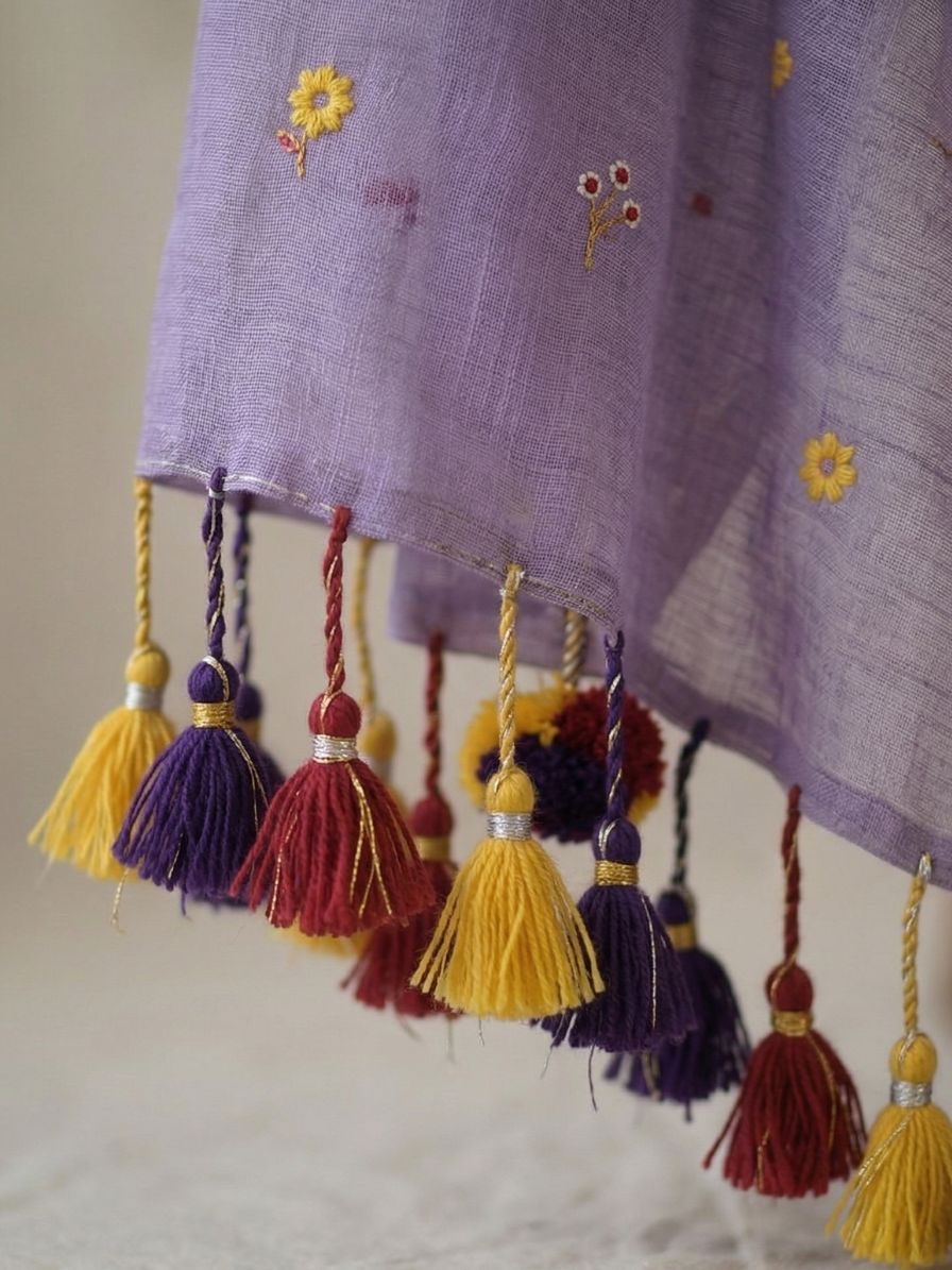 Mul cotton Lavender embroidery saree