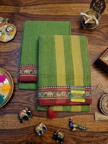 Narayanpet Unstitched dress material-Green
