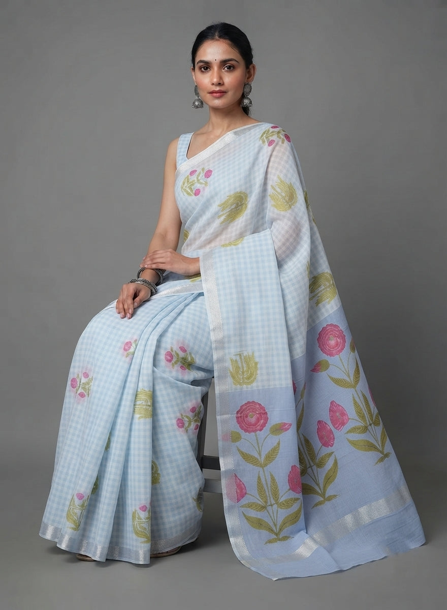 Neelakash Chirala Floral Printed Soft Cotton Saree
