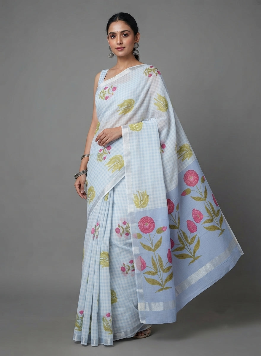 Neelakash Chirala Floral Printed Soft Cotton Saree