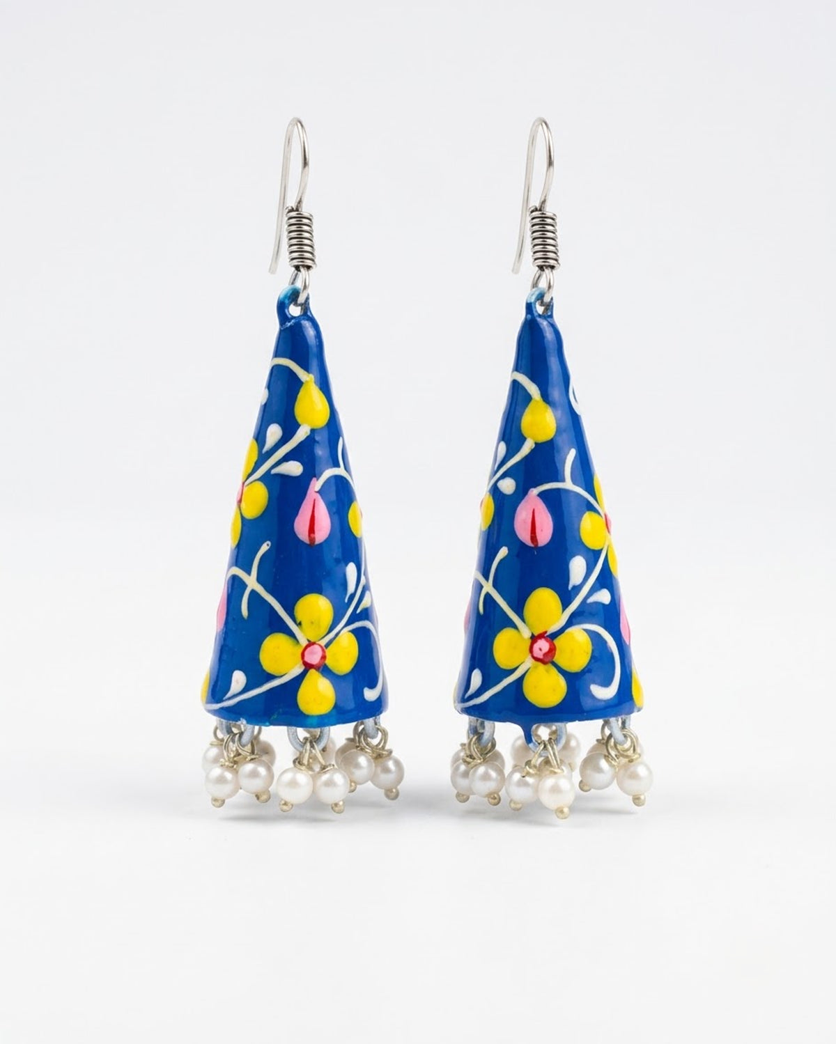 Neelam Hand-Painted Pyramid Pearl Earrings