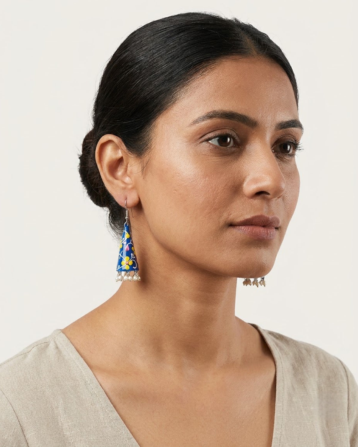 Neelam Hand-Painted Pyramid Pearl Earrings