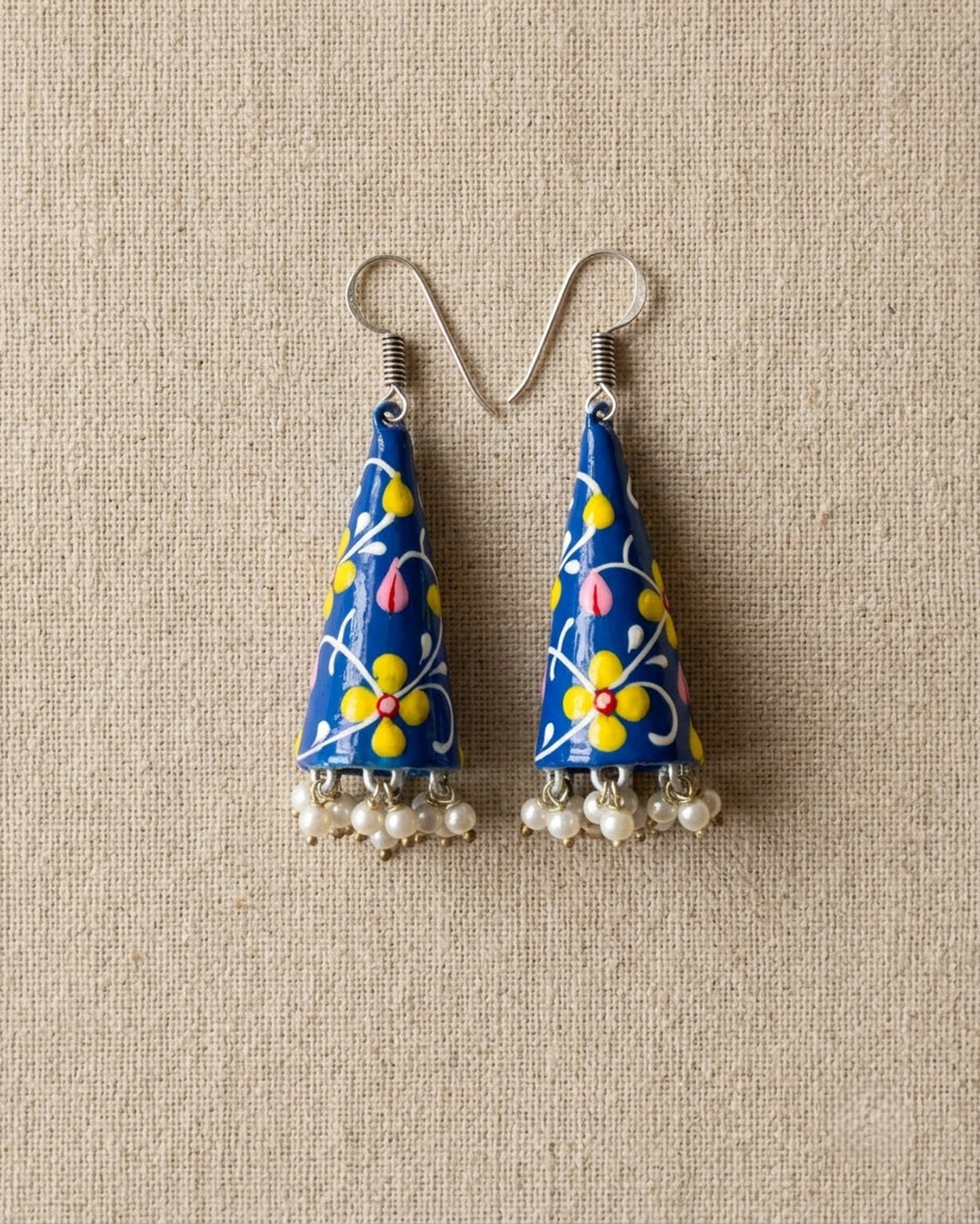 Neelam Hand-Painted Pyramid Pearl Earrings