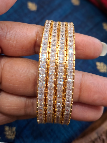 Panchaloham white stone vintage bangles