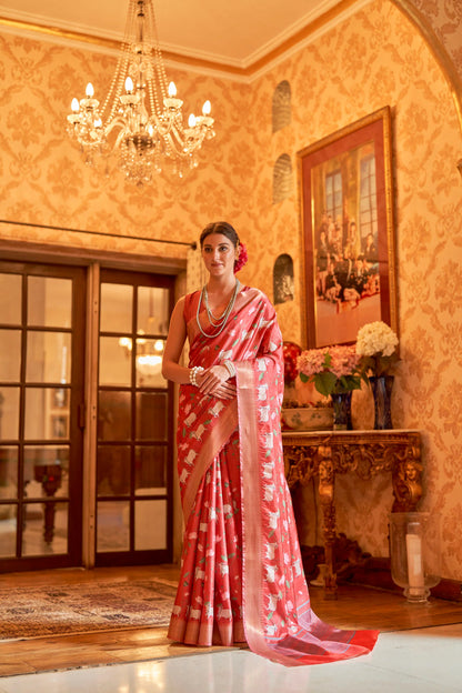 Kalamkari Digital Printed Semi Silk Saree - Pink Pichwai