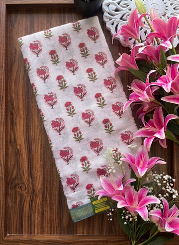 Rose Pink Butta Cotton Saree  Chirala