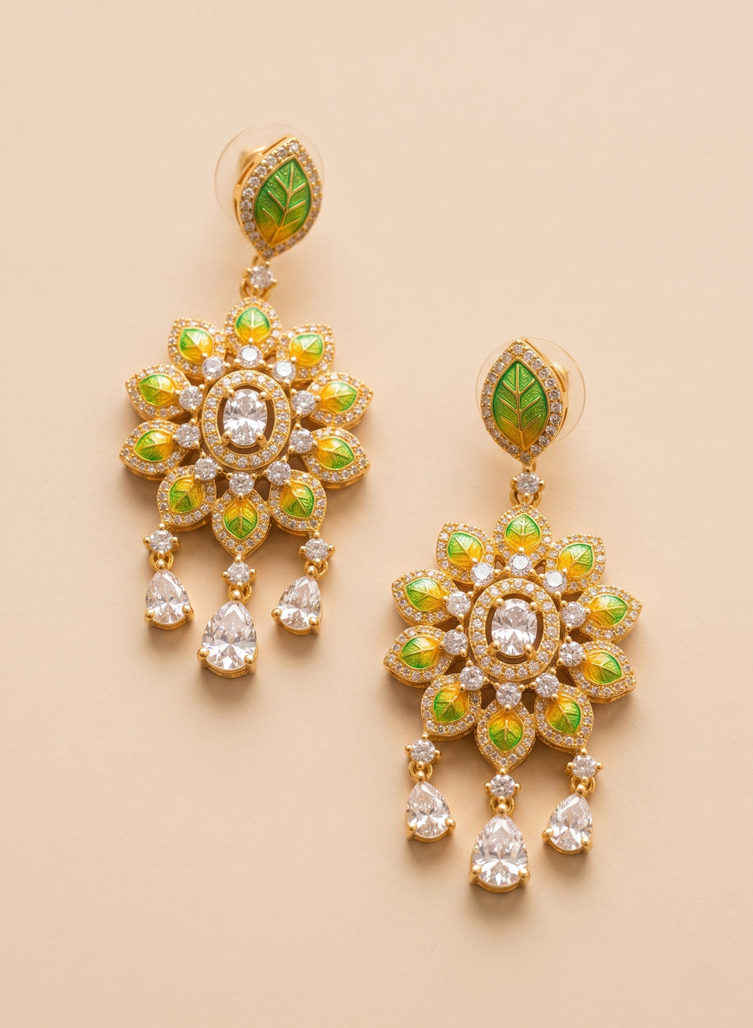 Royal Green Meenakari & Pearl Statement Jewelry Set