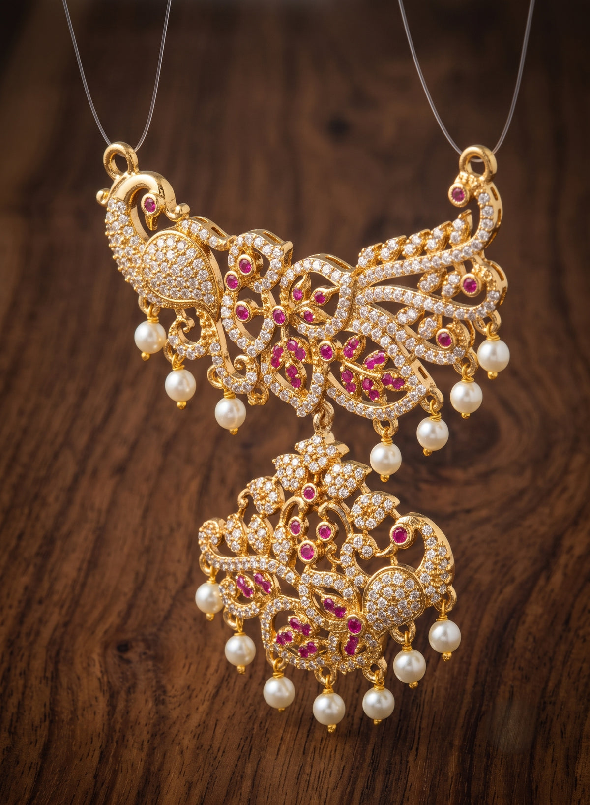 Royal Peacock Panchaloham Ruby Pendant