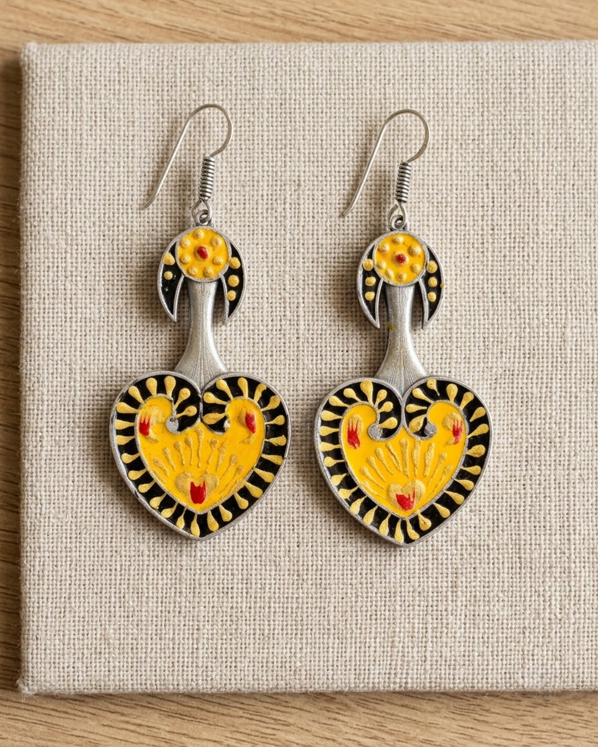 Suraj Hand-Painted Heart Meenakari Earrings