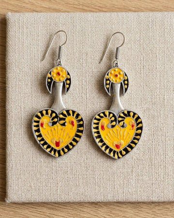 Suraj Hand-Painted Heart Meenakari Earrings