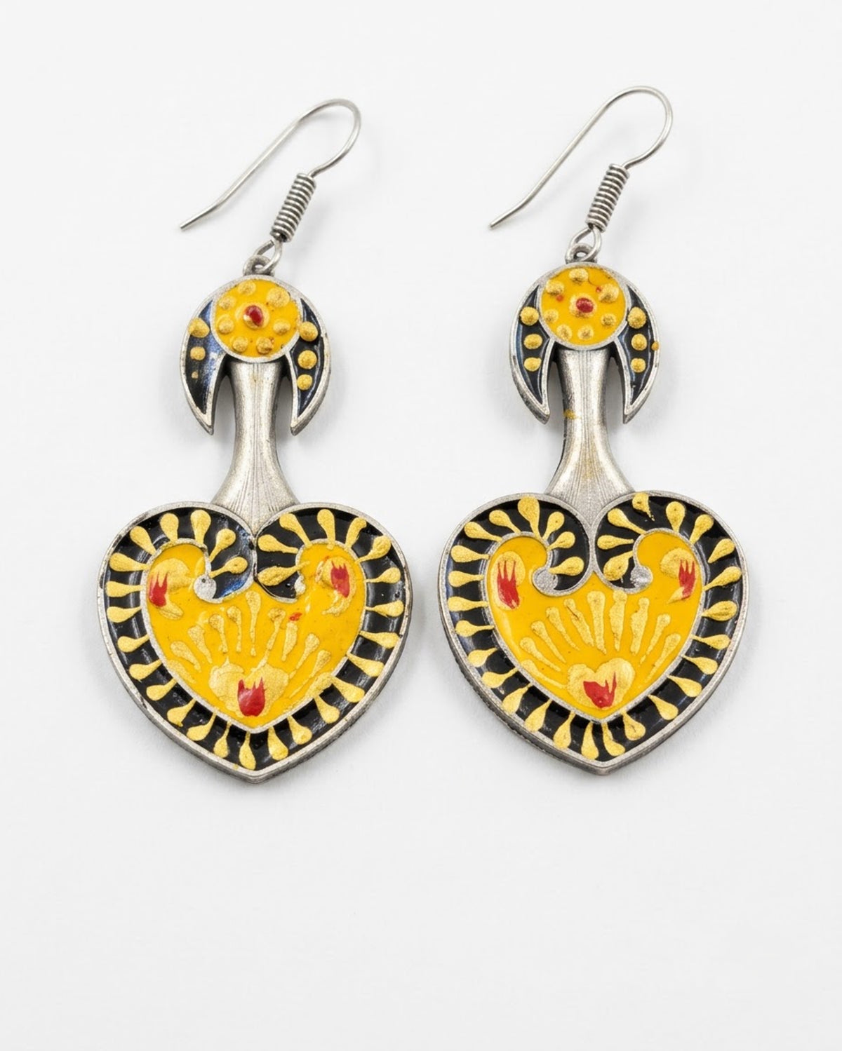 Suraj Hand-Painted Heart Meenakari Earrings