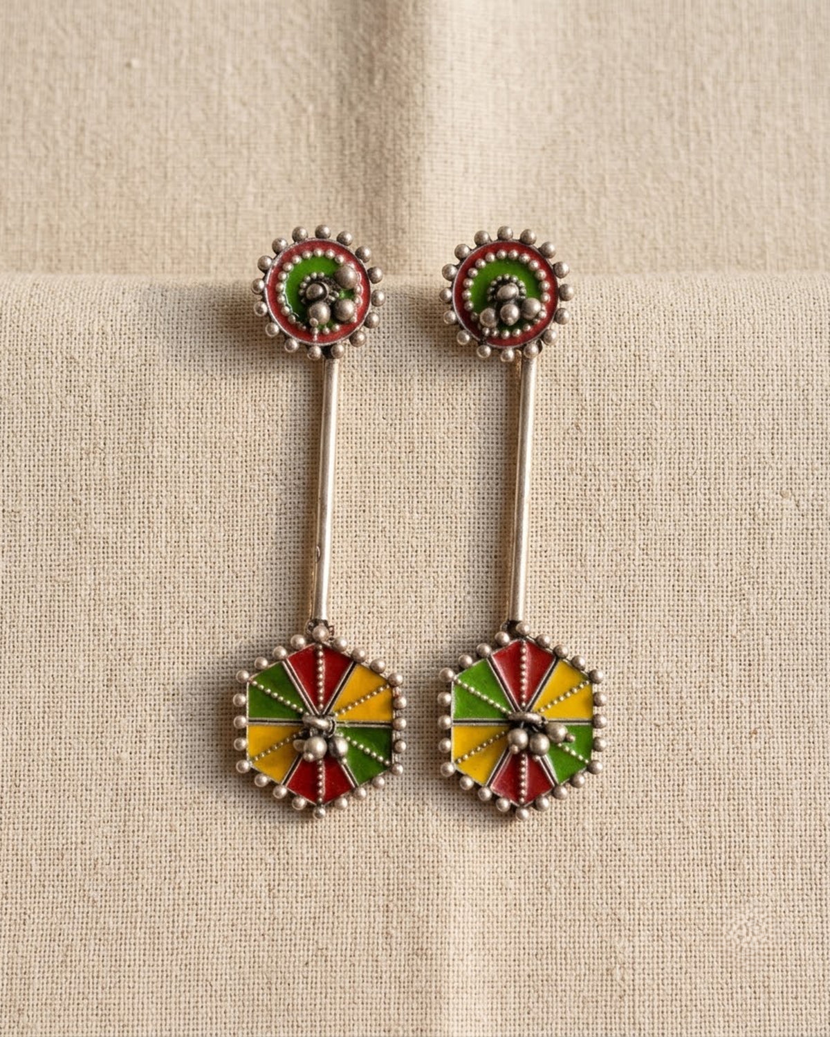 Tirangi Enamel Hexagon Drop Earrings