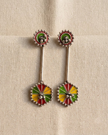 Tirangi Enamel Hexagon Drop Earrings