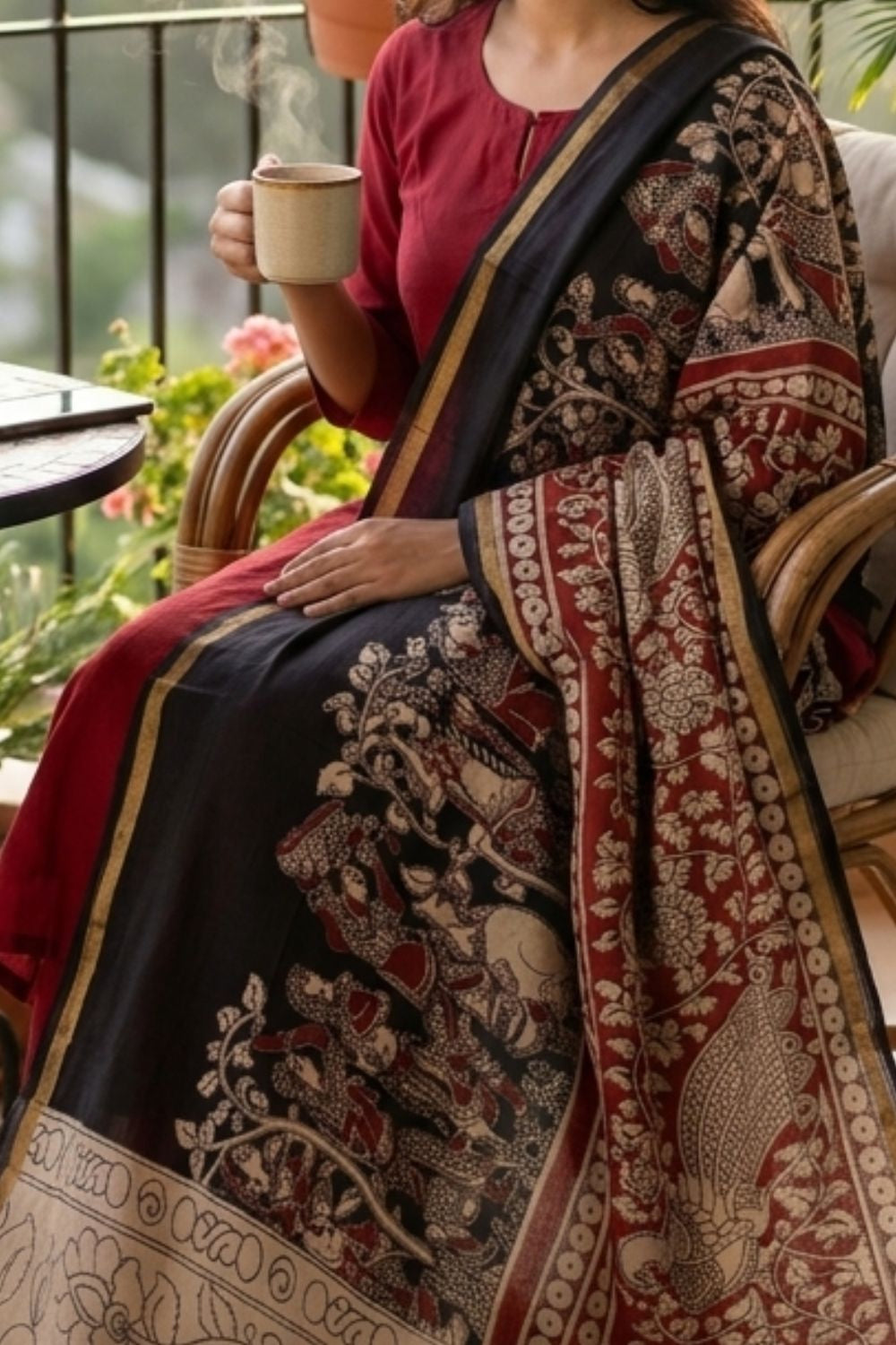 Kalamkari silk chanderi gatha dupatta