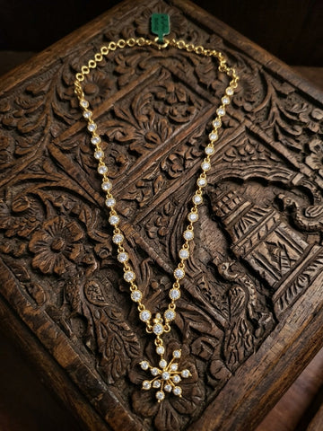 panchaloham snow flake pendent AD necklace