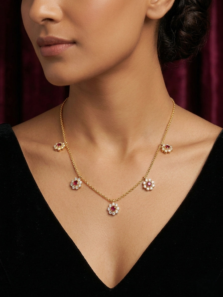 Panchaloham flower drop necklace