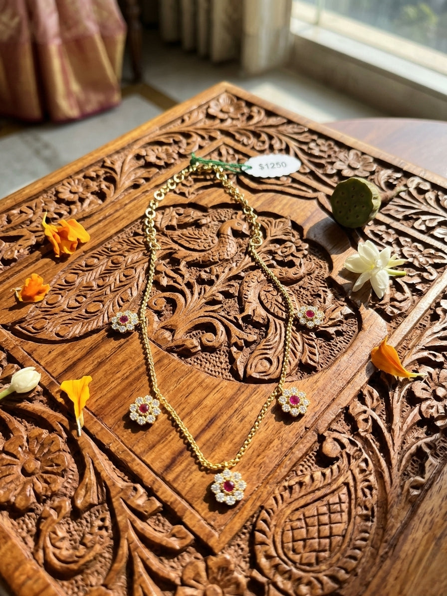 Panchaloham flower drop necklace