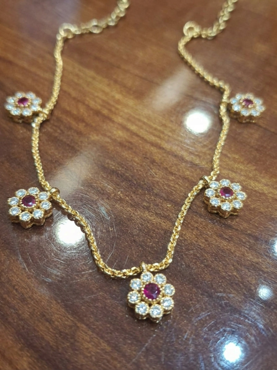 Panchaloham flower drop necklace