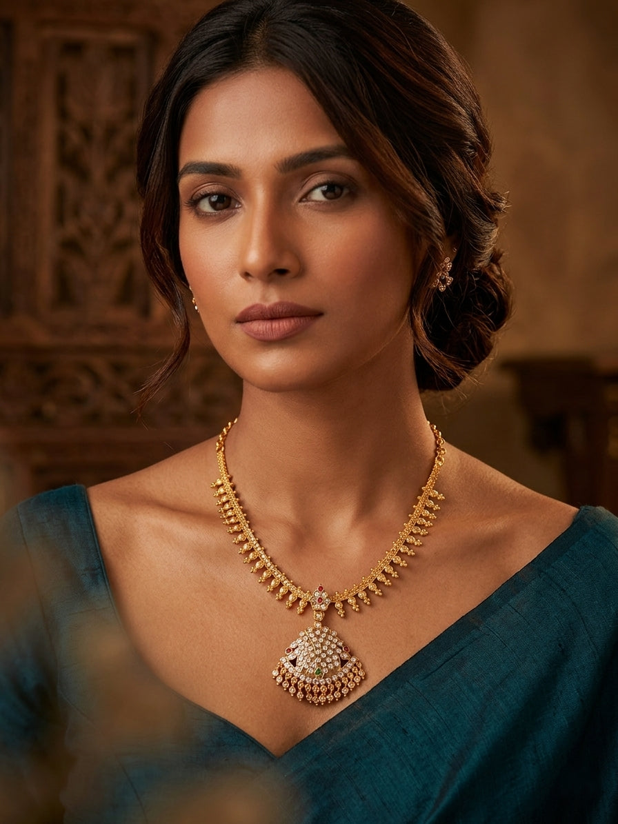 Vintage style panchaloham Attigai Necklace - Ramani