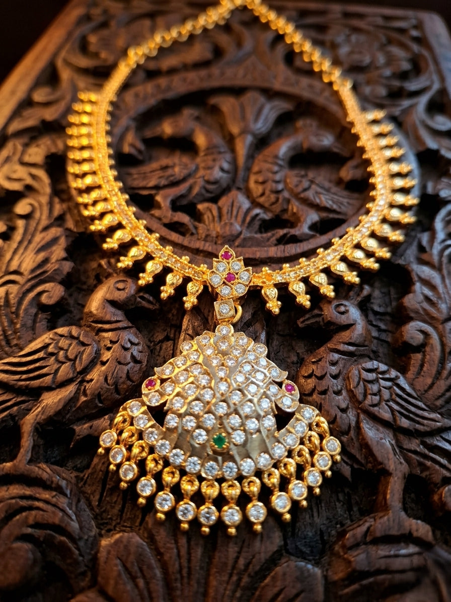 Vintage style panchaloham Attigai Necklace - Ramani