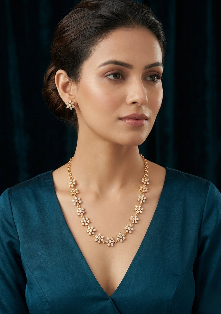 Vintage style white flower panchaloham Necklace