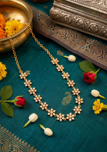Vintage style white flower panchaloham Necklace
