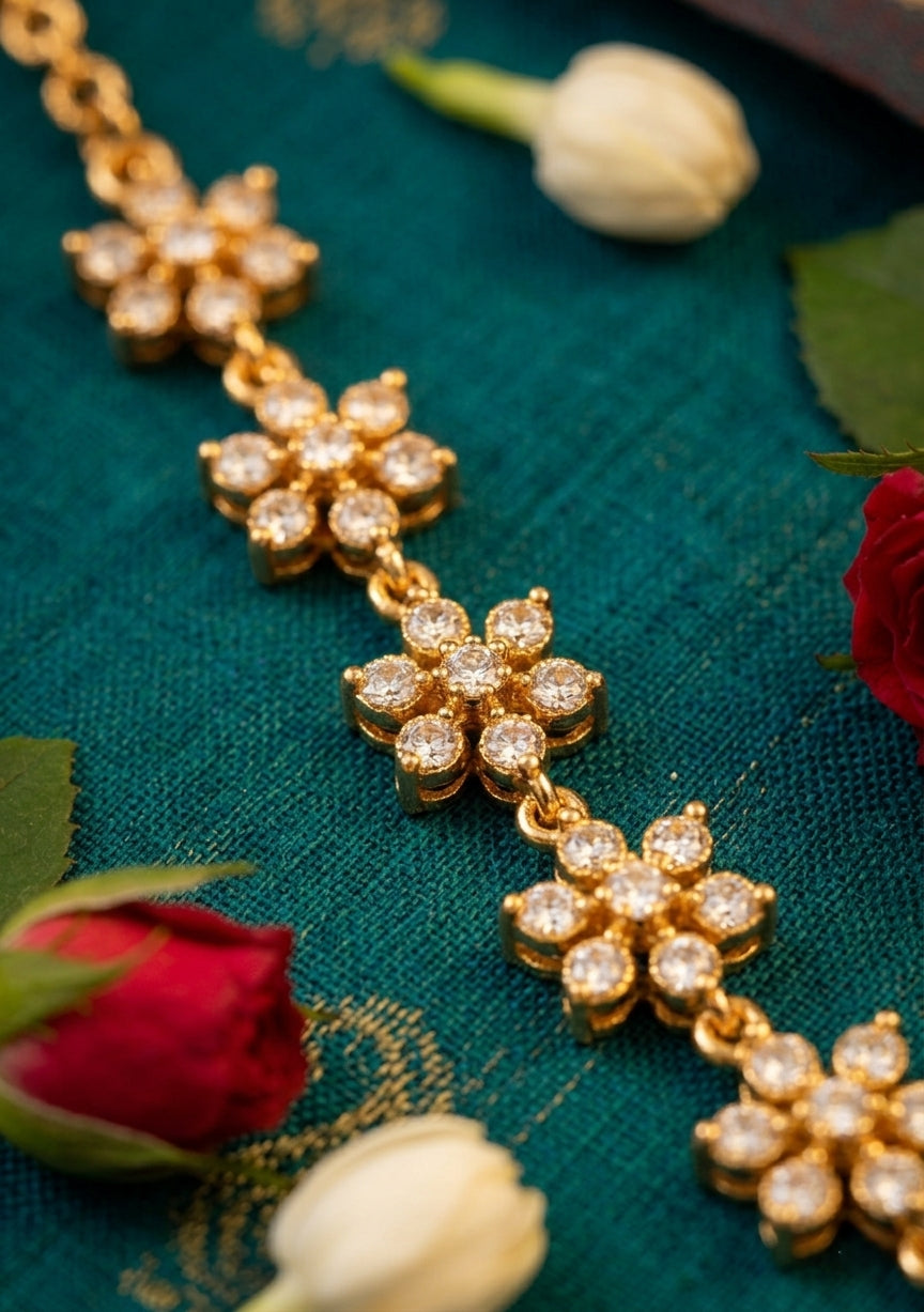Vintage style white flower panchaloham Necklace